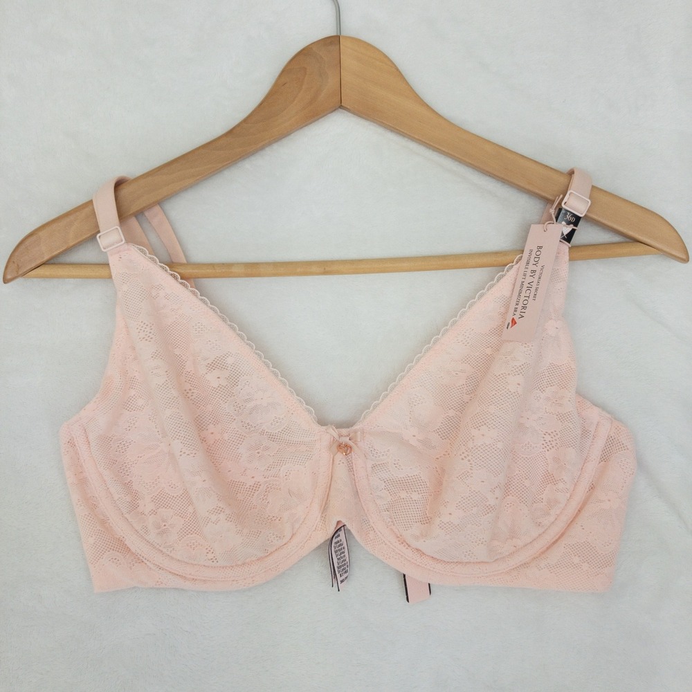Victoria's Secret Minimizer Bra Womens 36D Pink Body By Victoria Lace Unlined